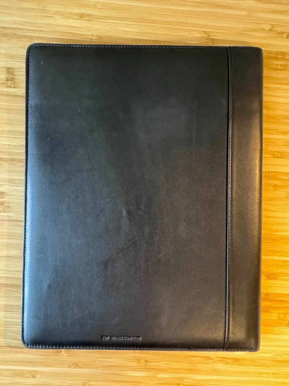 Top Grain Cowhide Leather Padfolio - Black Legal Size Business Portfolio